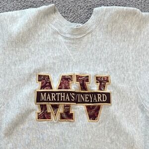Vintage Martha's Vineyard Sweatshirt Made in USA Gray MV Patch Crewneck M Doyle